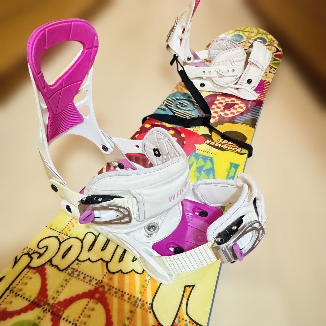 144cm ハミック スノーボード ピンク/マルチカラービンディング女性初心者