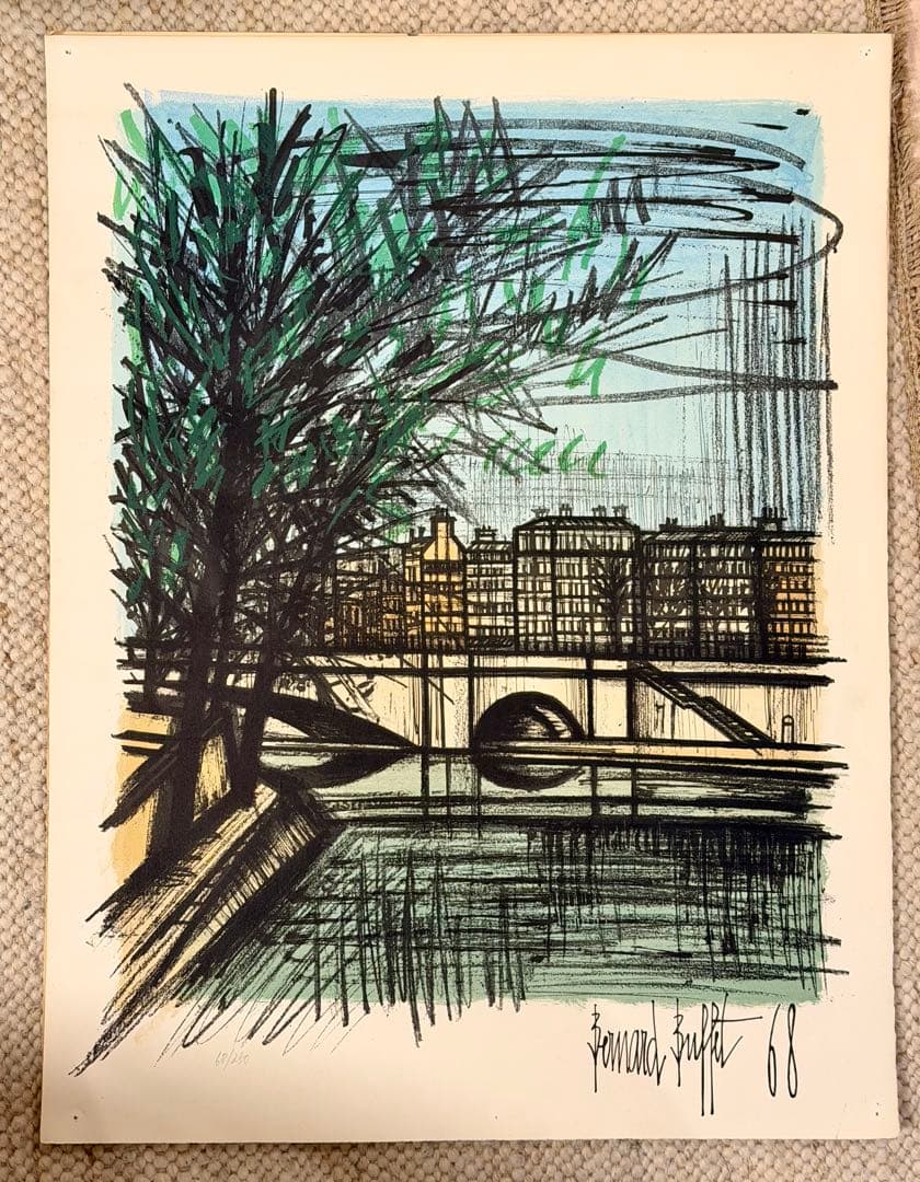 ベルナール・ビュッフェ「マリー橋」版画作品 額なし #125-2