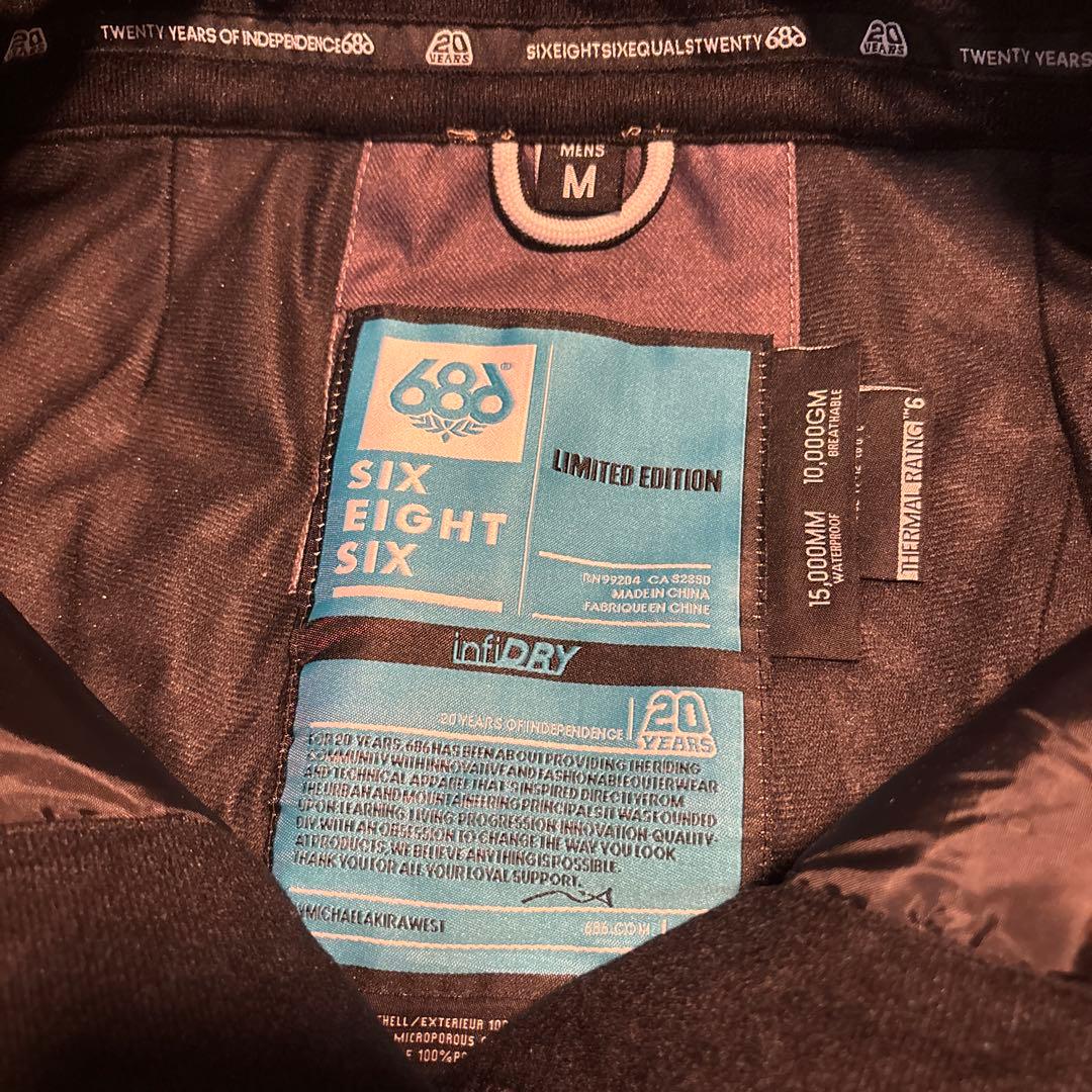 686　スノーボードウェア　ダークグレー　ダメージデニム風