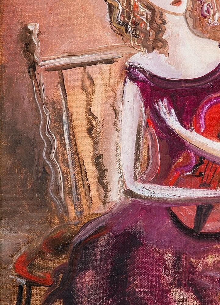 ◆織田広比古 『赤いヴァイオリン』 油彩 3号◆検）織田広喜 宮永岳彦 高塚省吾