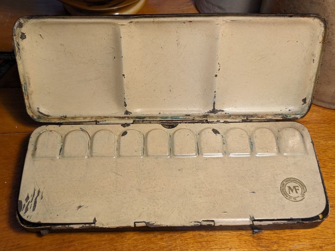 値引OK　フランスアンティーク　水彩絵具パレット 金属製　この良さが分かる貴方へ