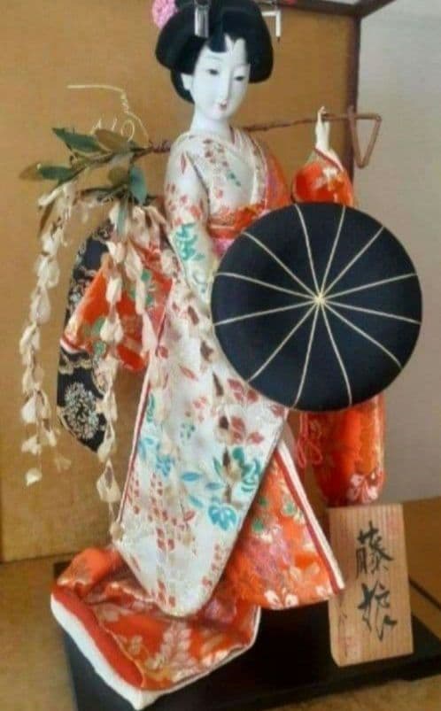 日本人形 藤娘 ガラスケース付き 昭和 アンティーク雑貨 インテリア 歌舞伎役者