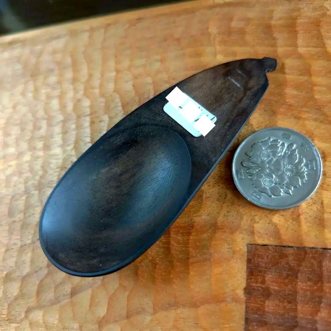 白衣観音御利益品高級銘木黒柿茶さじなすナス茄子デザイン彫刻アート工芸品匠の手仕事