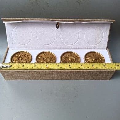 四神獣 書法 圧紙 黄銅 細工 重厚 極少品 文鎮 文房四宝 鎮尺 置物