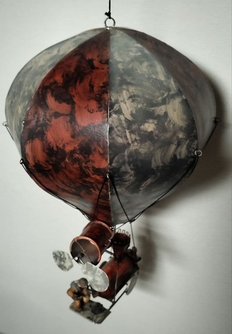 ブリキ バルーン 気球 アンティーク 熱気球 ゴンドラ釜焚き人形