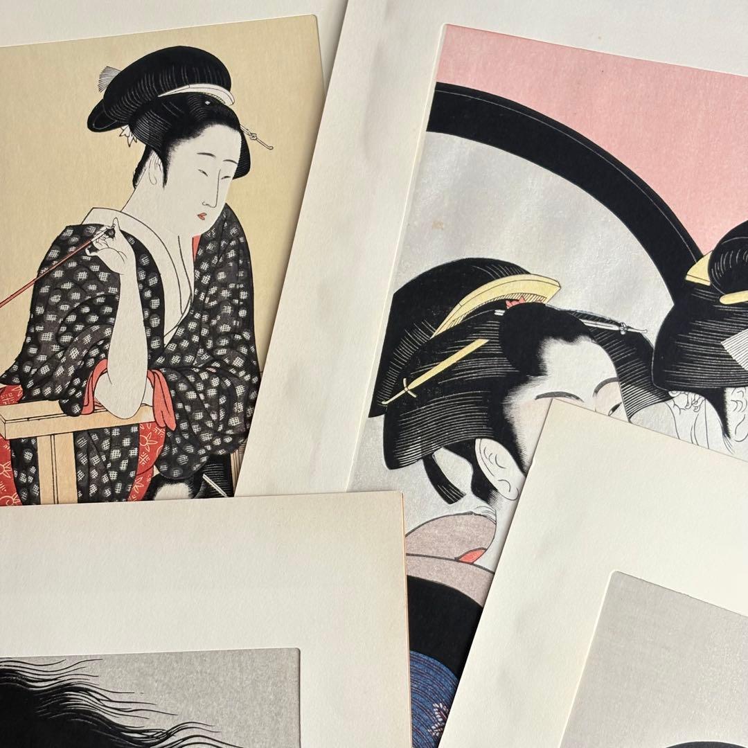 喜多川歌麿 木版画 6枚 浮世絵 當時全盛美人揃 浮気之相 娘日時計 他 美人