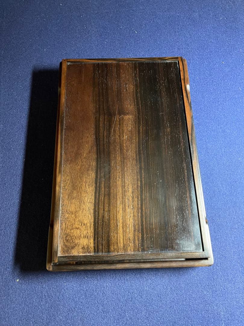 【墨研】古玩 硯箱19◆黒檀長方硯箱◆未使用品◆文房四宝 文人趣味 文箱 唐木