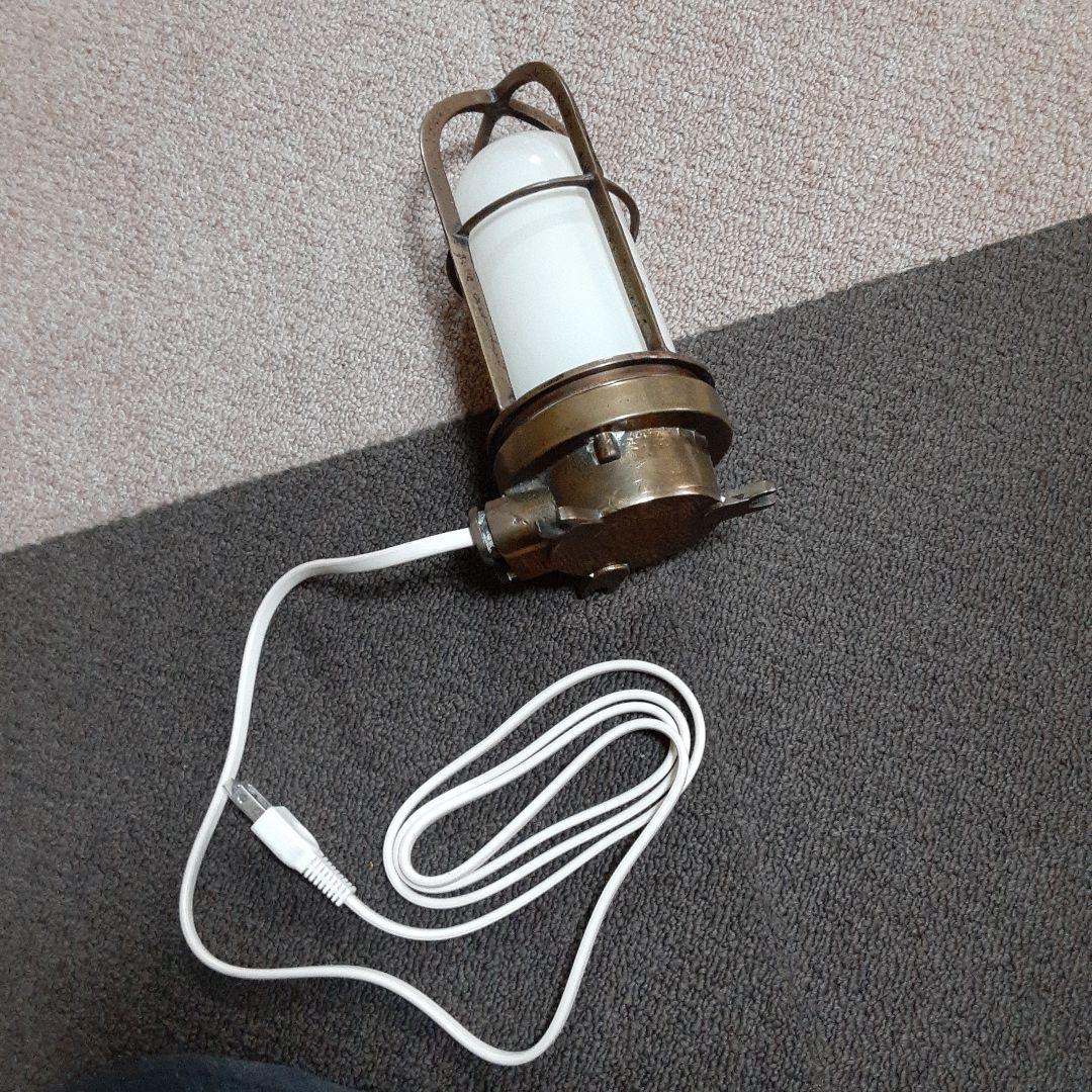 古い点灯マリンランプ/真鍮ハリケーンデッキ/船舶照明甲板ランタン/気泡ガラスホヤ