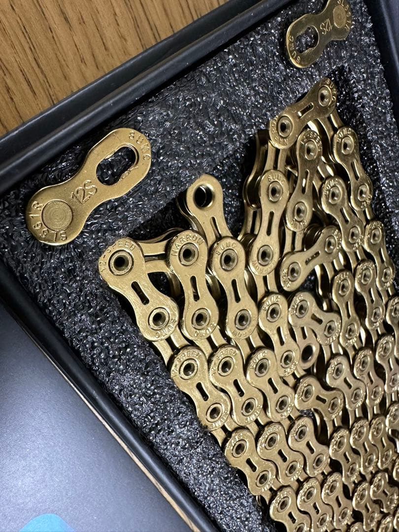 SUMC 最上級SX12SL ゴールド　ブラック ギア12速用チェーン2本セット