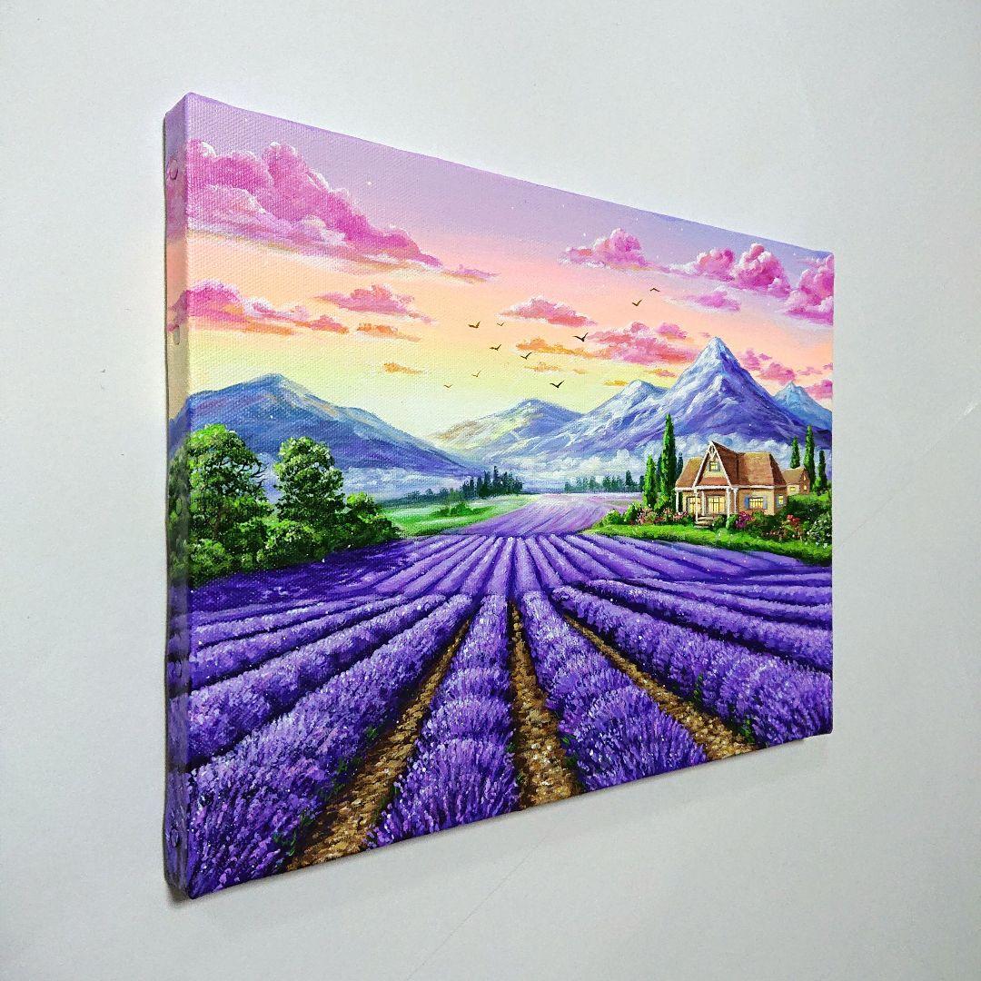 【ラベンダー】アクリル画 F4 風景画 絵画