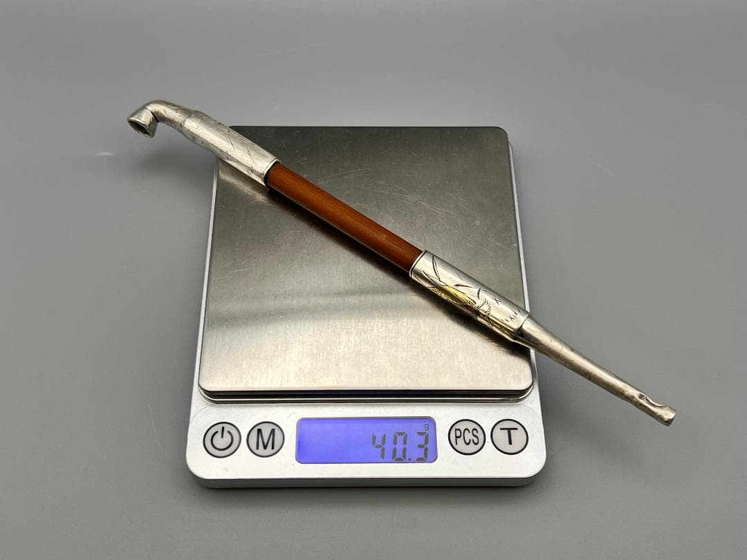 銀製　煙管　キセル　カッパ図　銀細工　アンティーク　重量約40g