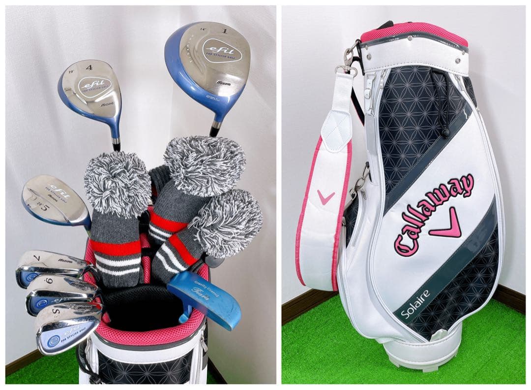 良品〜美品　ミズノ　レディース　ゴルフセット　キャロウェイ　ソレイユ　バック付き