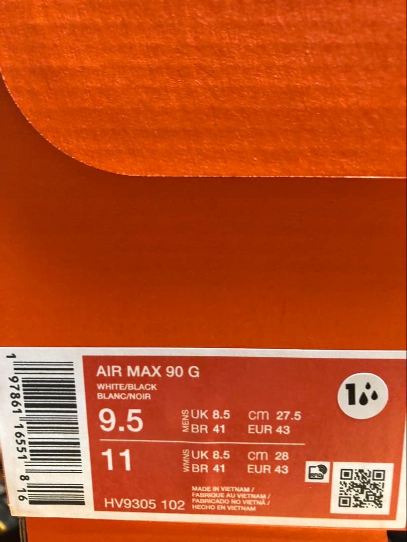 新品 27.5cm ナイキ エアマックス 90 G ゴルフシューズ 白 黒タグ