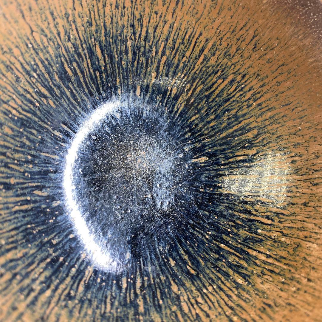 古代　中国唐物　天目茶碗　直径9.5㎝　木箱付　タコチ　東な7-0211☆2F