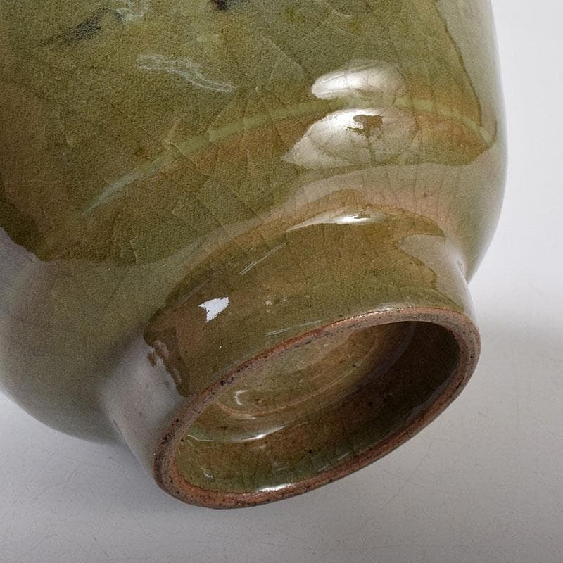 朝鮮　高麗青磁　雲鶴図　茶碗　仕覆付　C　7619