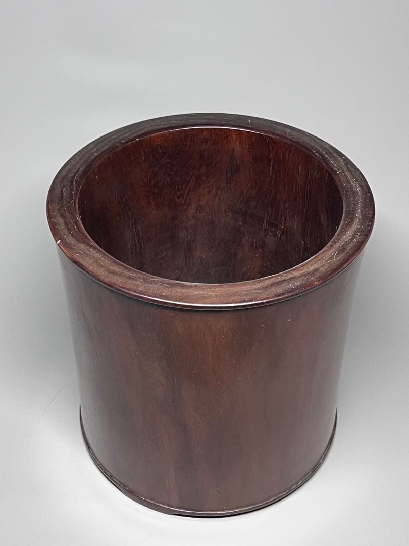 古美術　唐木　黄花梨　筆筒　筆立　素工　文房具　木製　置物　時代物　旧蔵