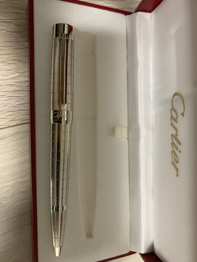 Cartier ボールペン シルバー 格子模様