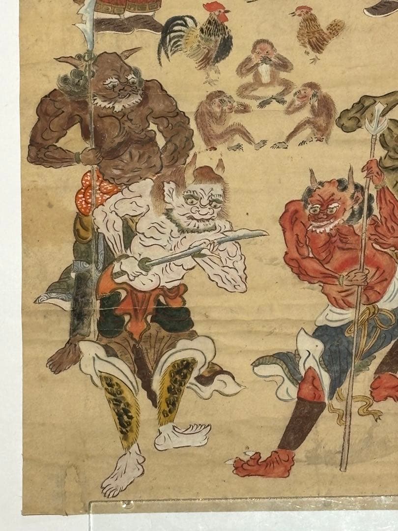 「大型彩色木版画 青面金剛像」木版刷 1枚|和本古典籍江戸時代仏教美術仏画