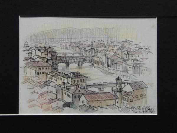 平山郁夫、View of Florence、超希少画集より、新品額装付