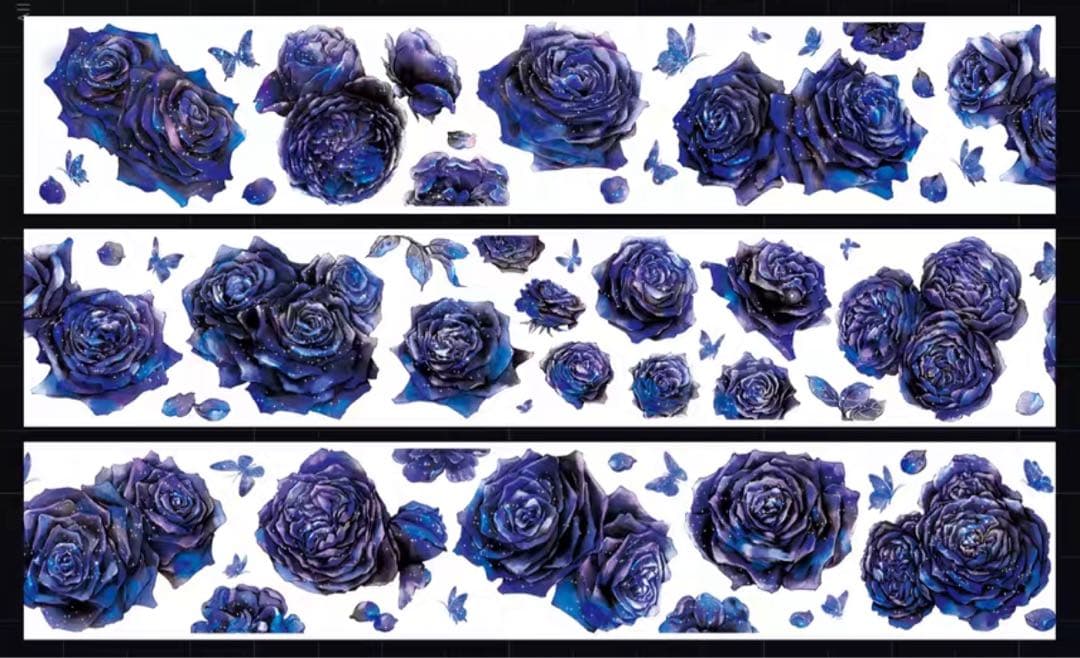 海外 PETテープ マスキングテープ 青薔薇