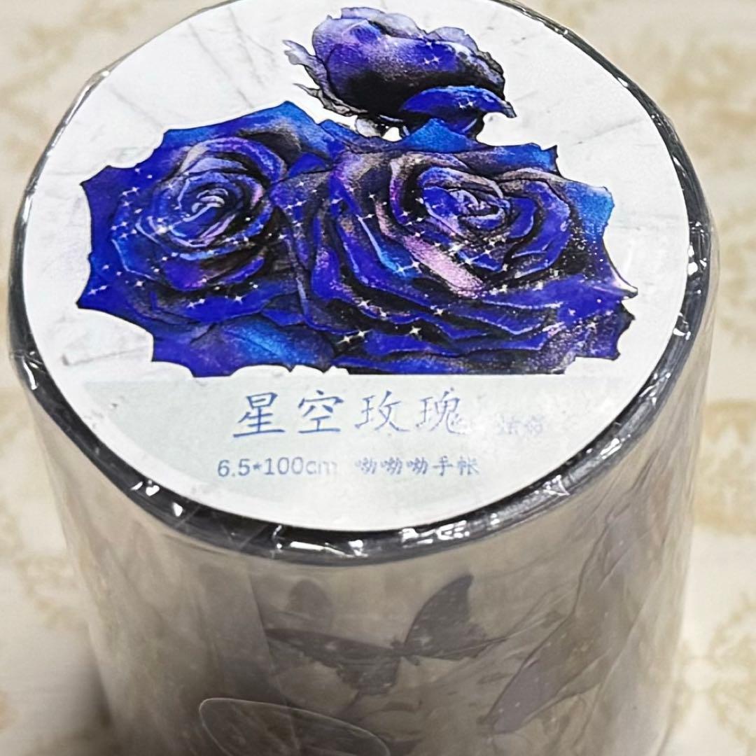 海外 PETテープ マスキングテープ 青薔薇