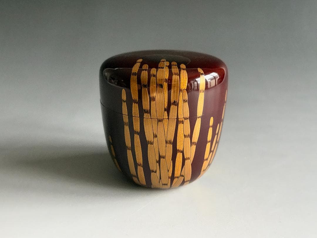 薄茶器　伯峰作　溜木賊蒔絵　大棗　茶道具