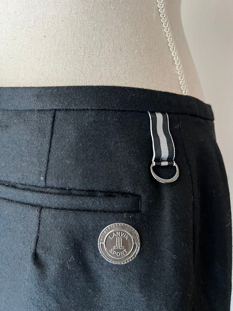 ランバンスポールブラック異素材ハイブリットスカート蓄熱保温裏地付き