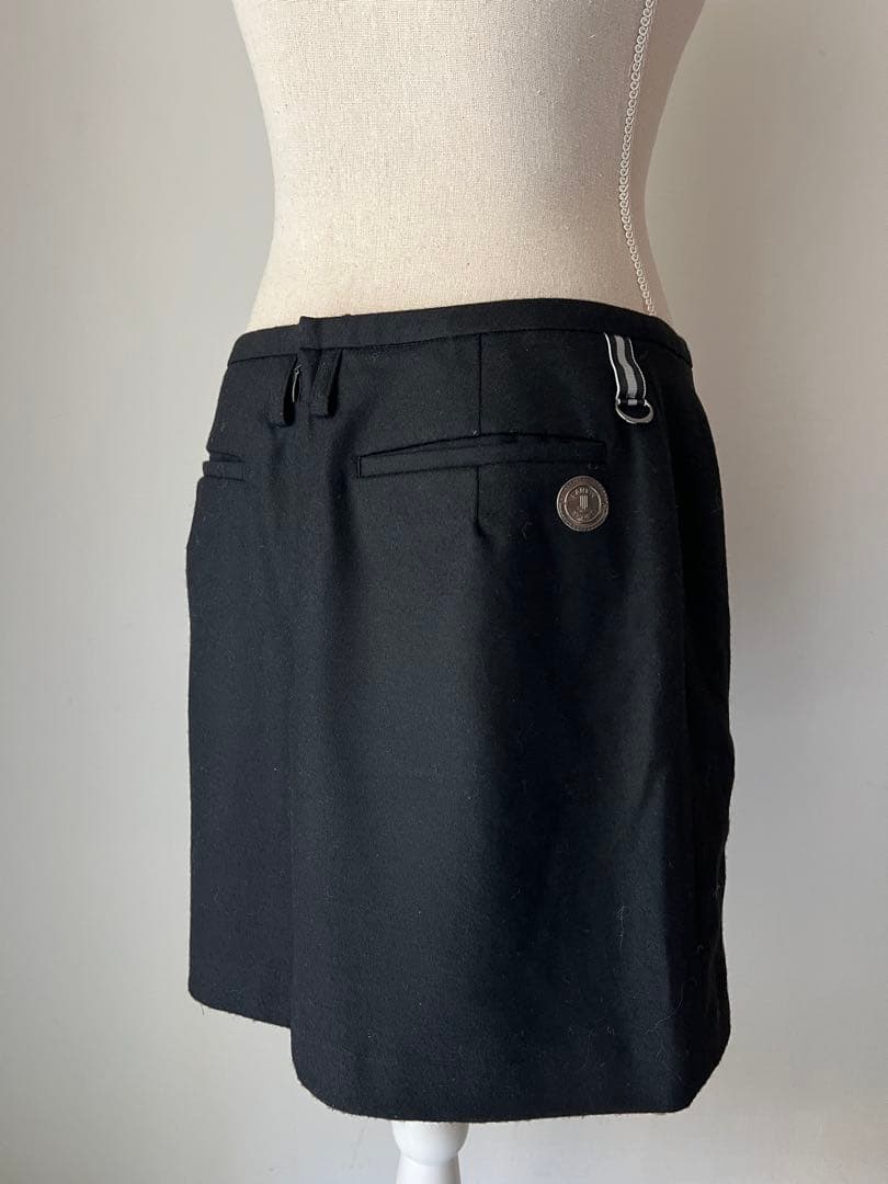 ランバンスポールブラック異素材ハイブリットスカート蓄熱保温裏地付き