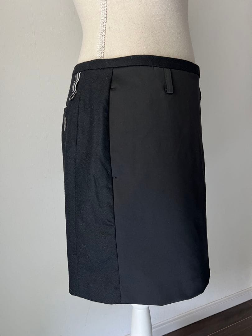 ランバンスポールブラック異素材ハイブリットスカート蓄熱保温裏地付き
