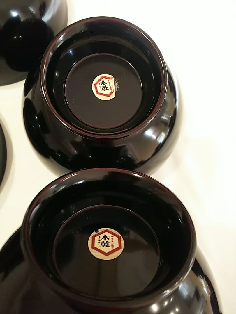 【未使用品】本うるし塗り 天然木加工品 蒔絵 蓋付き 木乾 もくかんしつ 5客