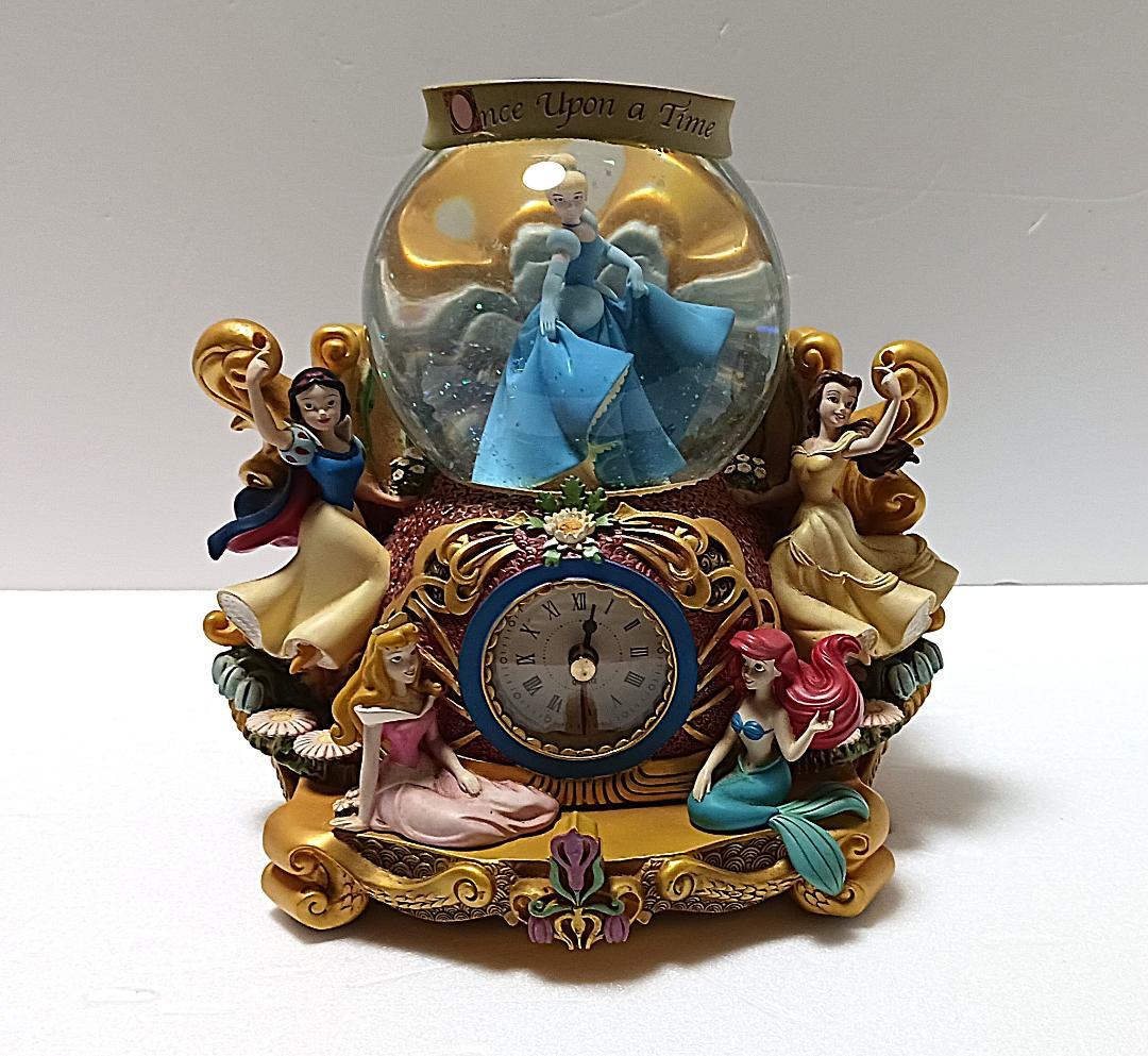 ジャンク品　ディズニー プリンセス スノードーム オルゴール 時計　置物 レア物