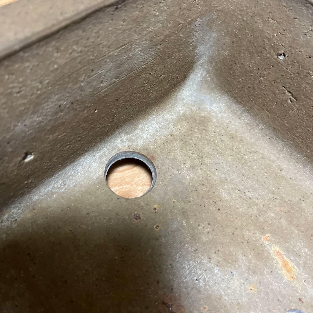 盆栽鉢　銭号　長方鉢　34x24x10 ヴィンテージ盆栽鉢　希少な土色