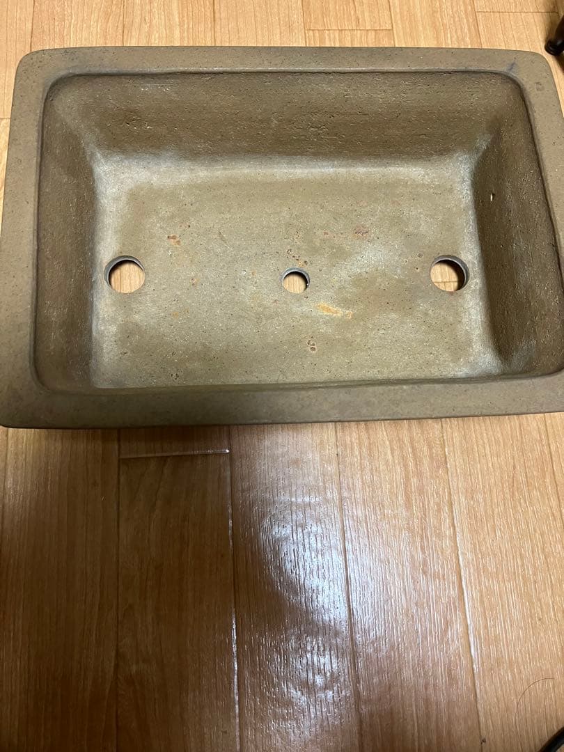 盆栽鉢　銭号　長方鉢　34x24x10 ヴィンテージ盆栽鉢　希少な土色