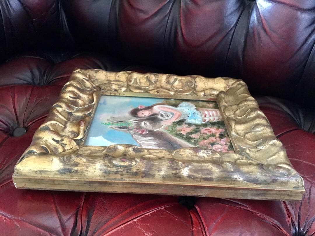 鴨居羊子 ！名作！油絵 『ロバのジョキート』絵画 1977年9月 個展 絵 美術