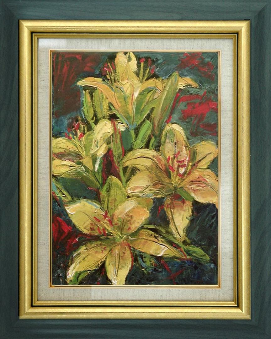 油絵 菅家令子 絵 絵画 インテリア uF6-112102 花 ゆり