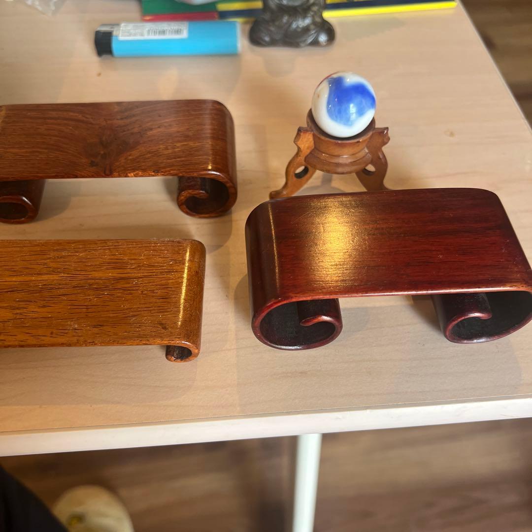 備前焼きだるま像？巻足ミニ花台 　3台