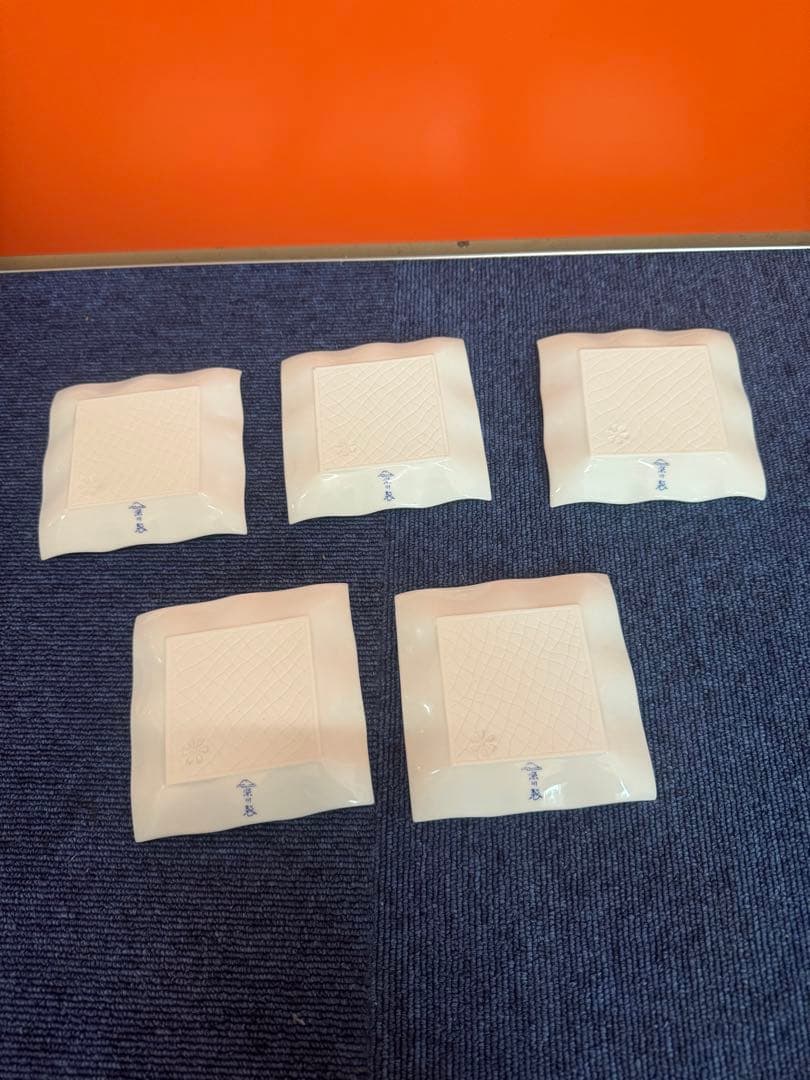 1705 深川製磁　百花菊　銘々皿揃　角皿　5客　未使用