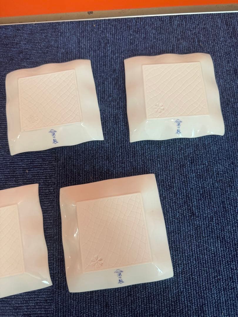 1705 深川製磁　百花菊　銘々皿揃　角皿　5客　未使用