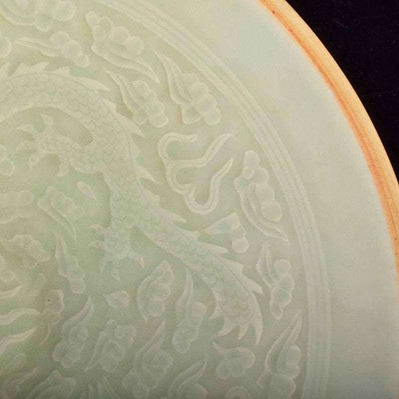 中国　影青　青白釉　陽刻　鳳凰雲龍文　鉢　2点　時代箱付　C　R7794