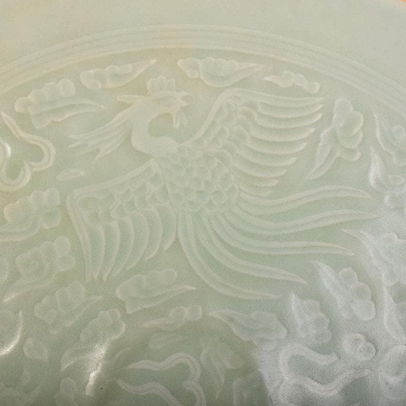 中国　影青　青白釉　陽刻　鳳凰雲龍文　鉢　2点　時代箱付　C　R7794