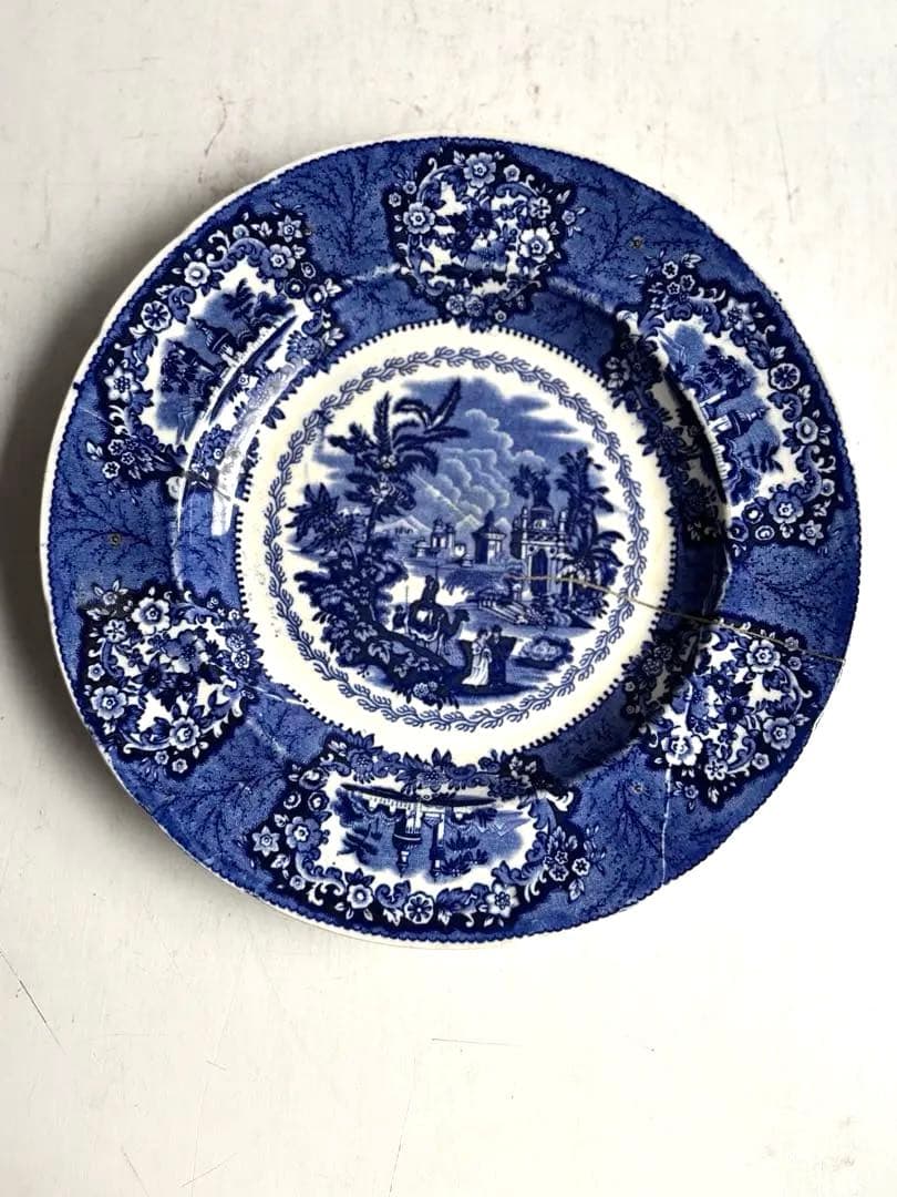 751 骨董 アンティーク オランダ ペトルス・レグー デルフト皿 金継ぎ