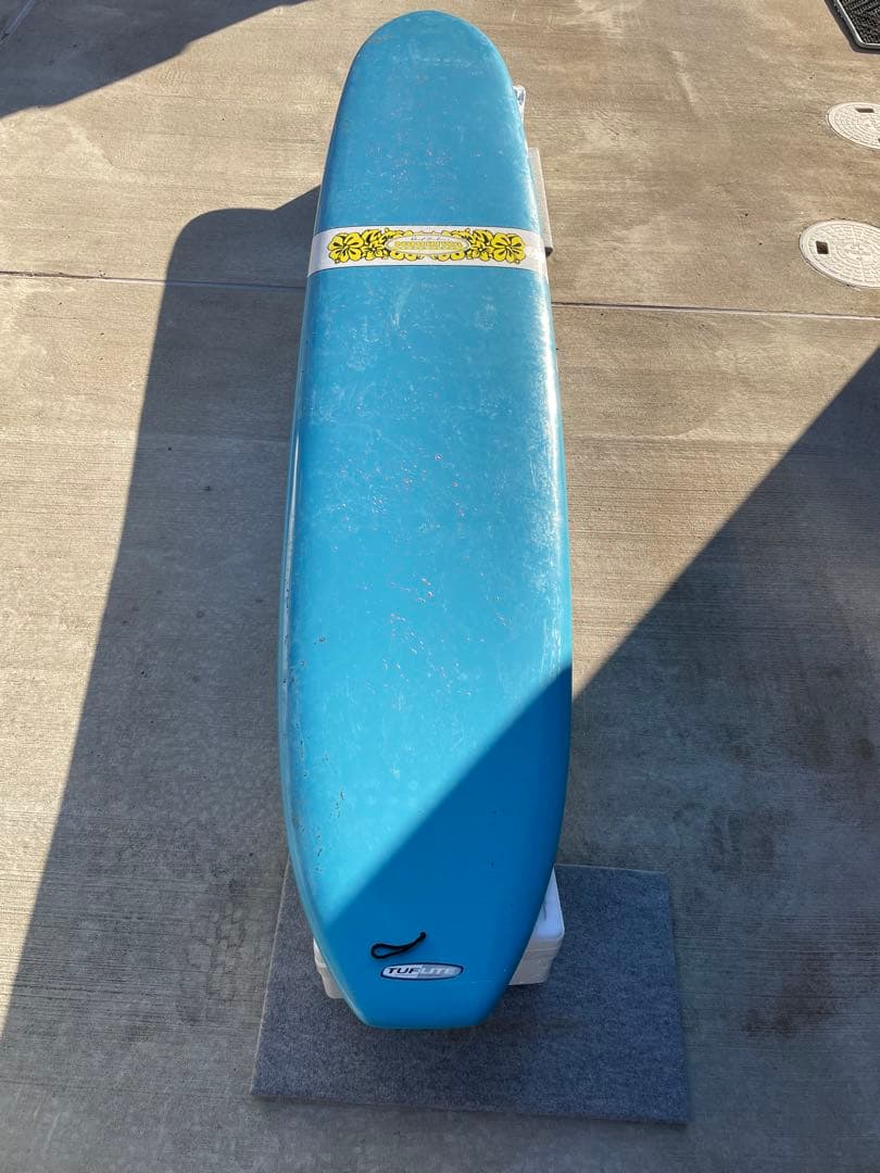 ヒロキ　NUUHIWA 青色 ロングボード フラワー柄 シングルフィン付き