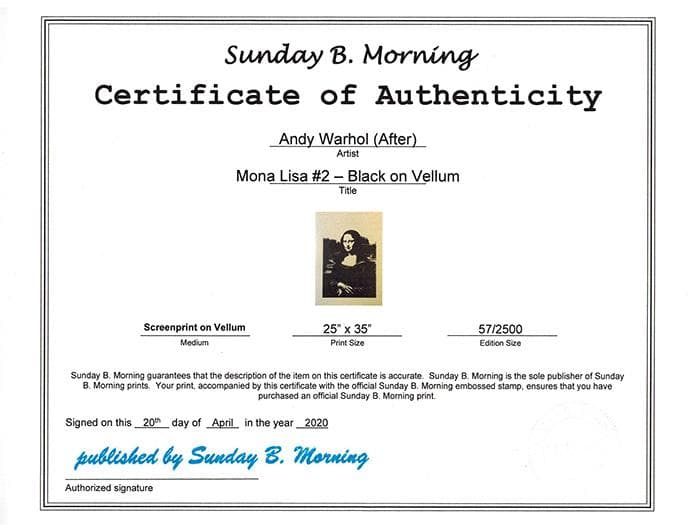 Sunday B モナリザ Black on Vellum/ポスター