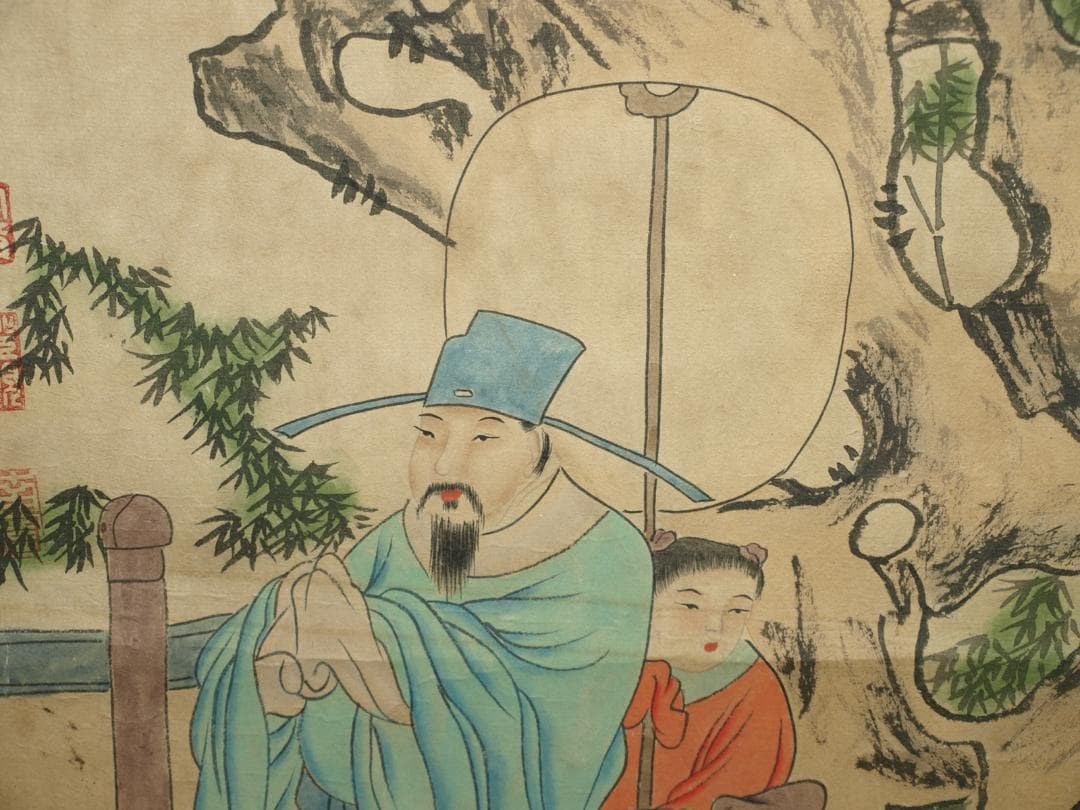 【骨董掛け軸】人物図 中国　五代 肉筆保證 　掛け軸 BD331A12-1