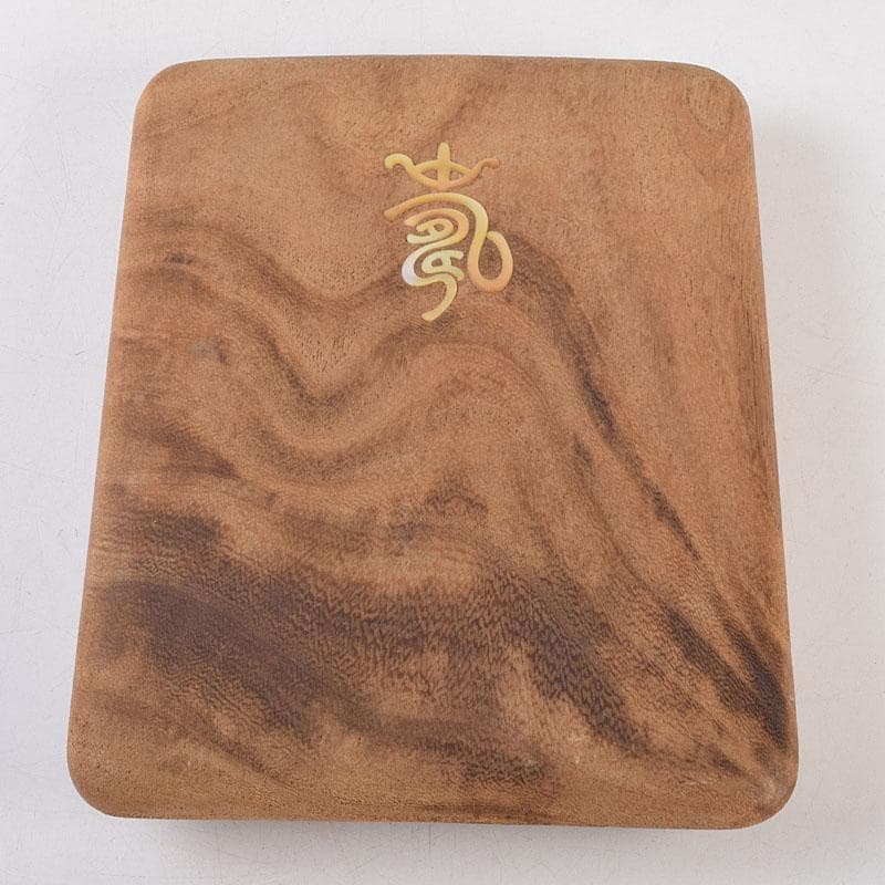 書道具　桐彫抜　螺鈿装飾　硯箱　在銘　硯　水滴　筆　一式　目録付　M　R9185