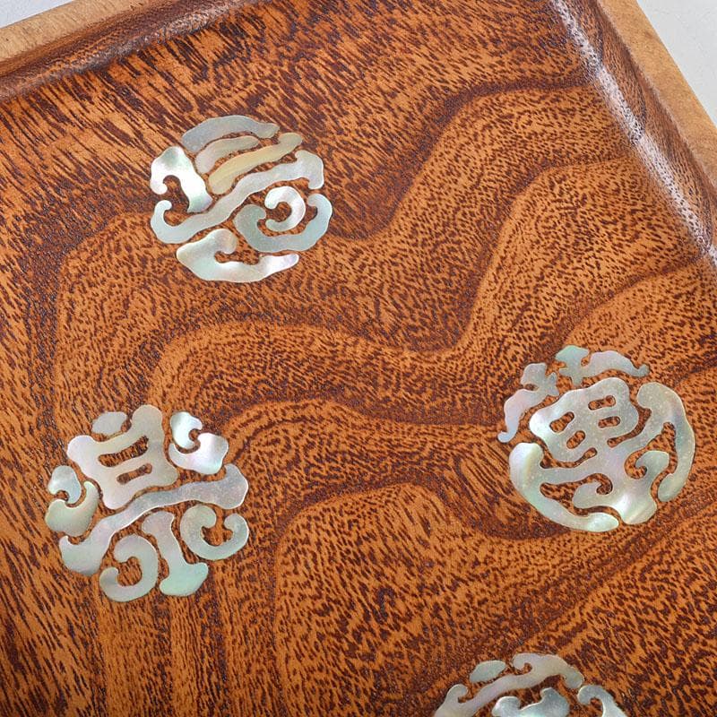 書道具　桐彫抜　螺鈿装飾　硯箱　在銘　硯　水滴　筆　一式　目録付　M　R9185