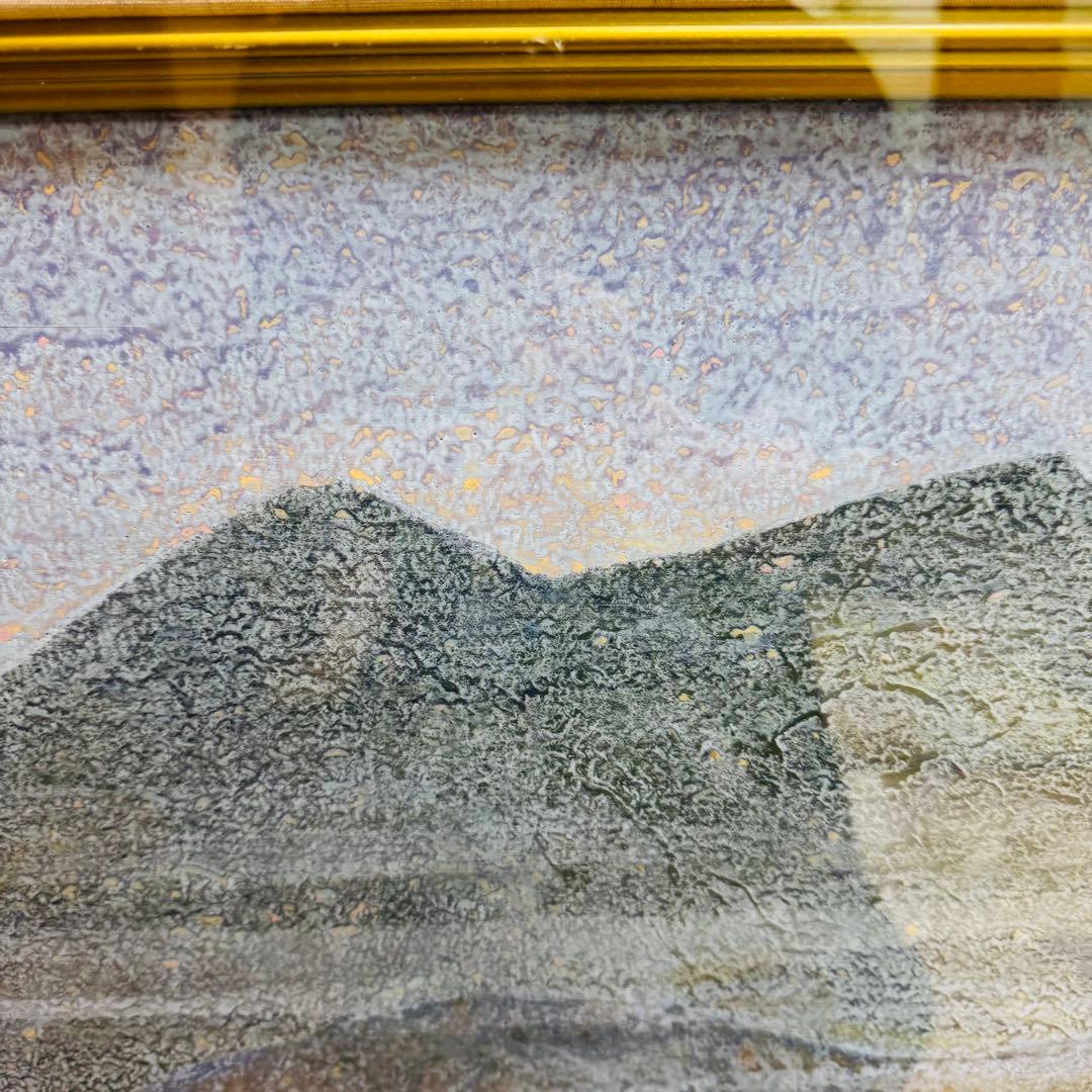 大迫力　特大　真作　中嶌 虎威作「筑波」日本画　風景画 F30号