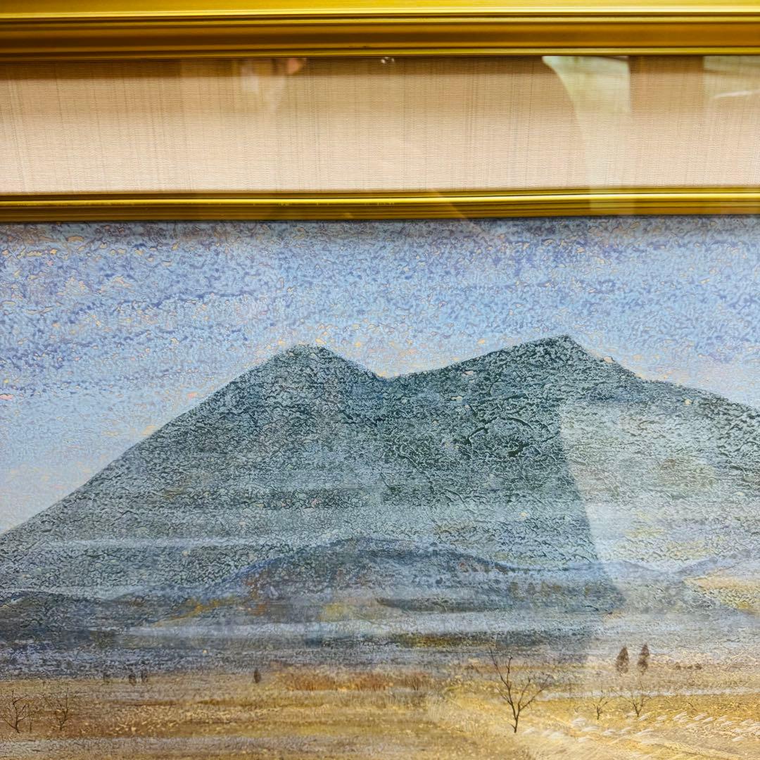 大迫力　特大　真作　中嶌 虎威作「筑波」日本画　風景画 F30号