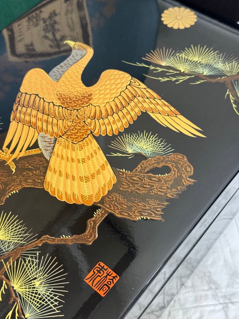 【極美品】橋本漆芸 本蒔絵 漆器 文箱 高級伝統工芸品　鷹がすごい