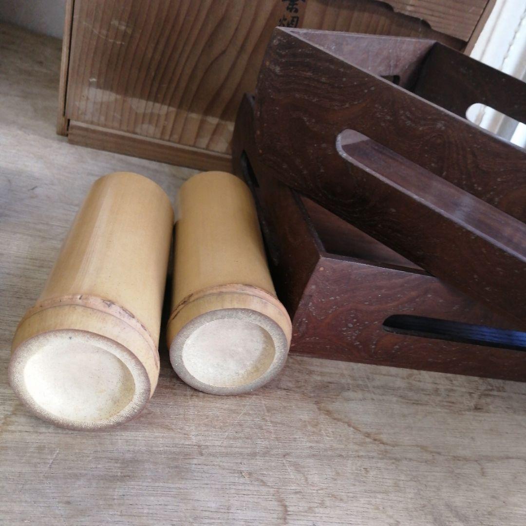 骨董　煙草盆　桑　一対　木箱　アンティーク